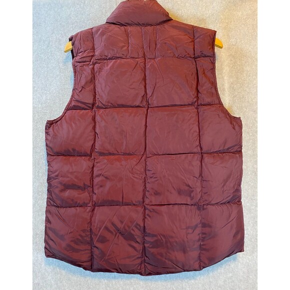 Lands End Puffer Vest Jacket Womens Small 8 Dark Burgundy Goose Down Snap Button - Picture 10 of 15